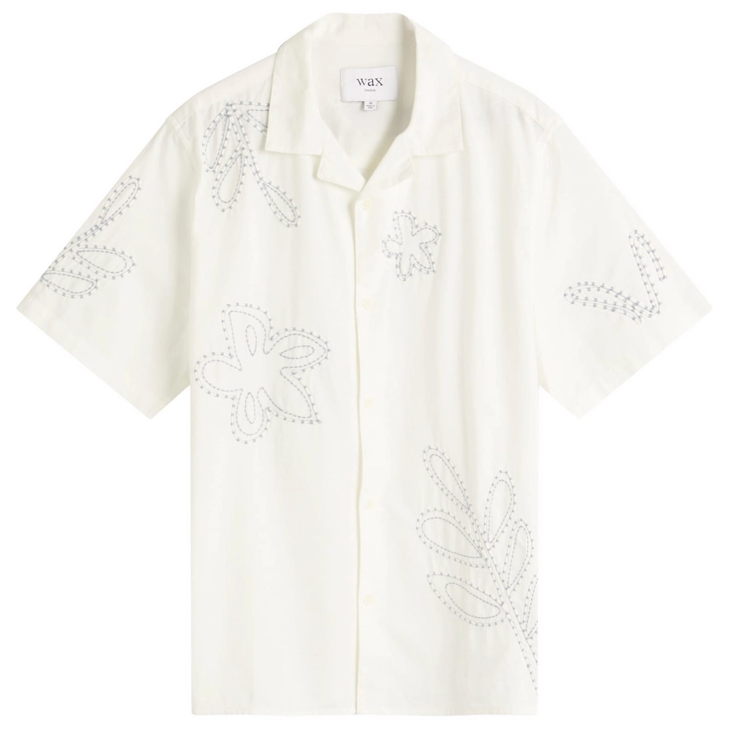 Wax London Men's Didcot Oversized Floral Vacation Shirt Ecru/Pale Blue
